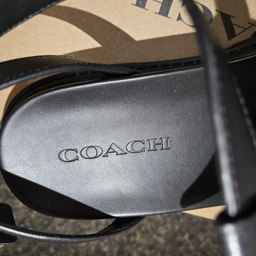 Coach Black Leather Sandals